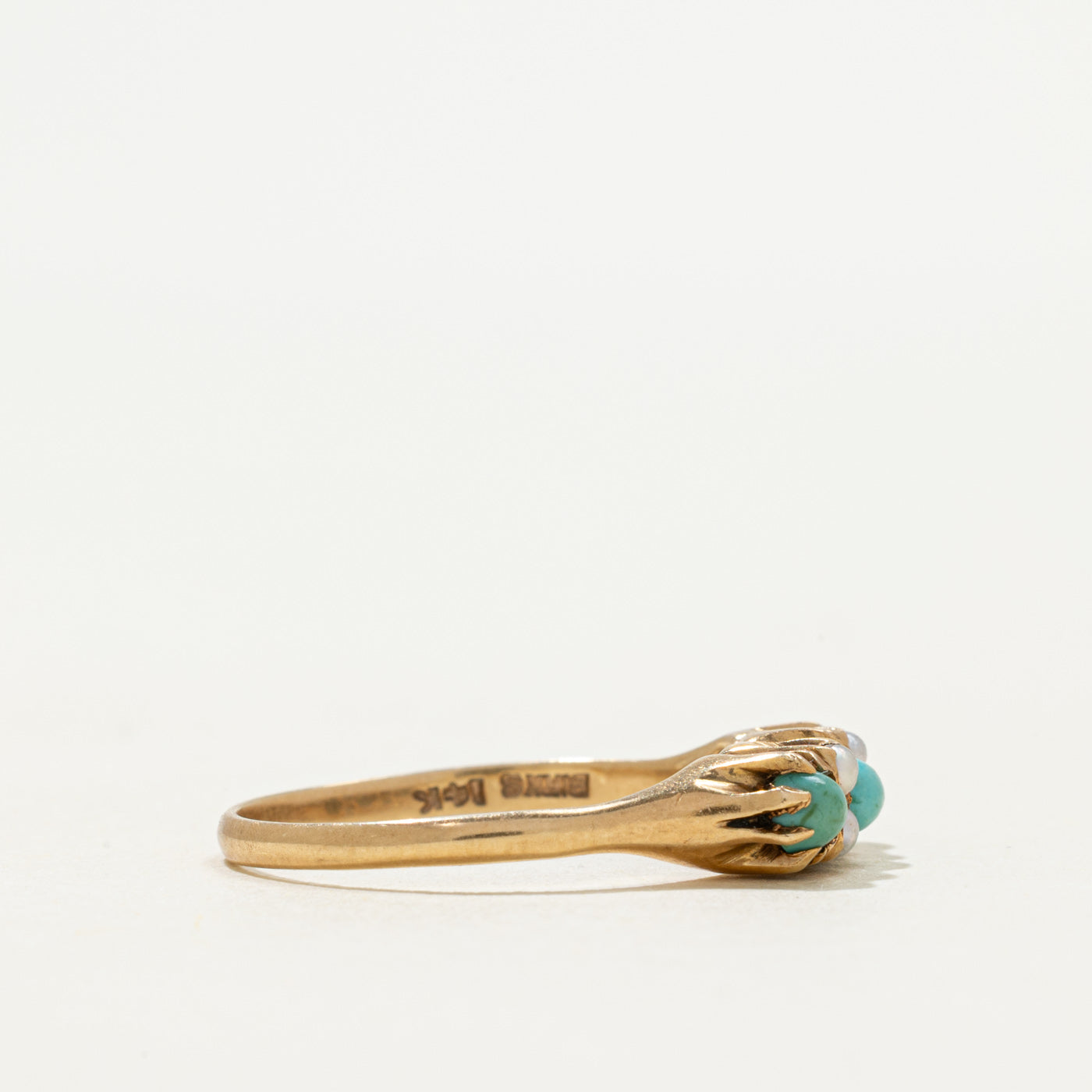 Bague « Birks » en turquoise et perles fines | 0,30 ct | Taille 7
