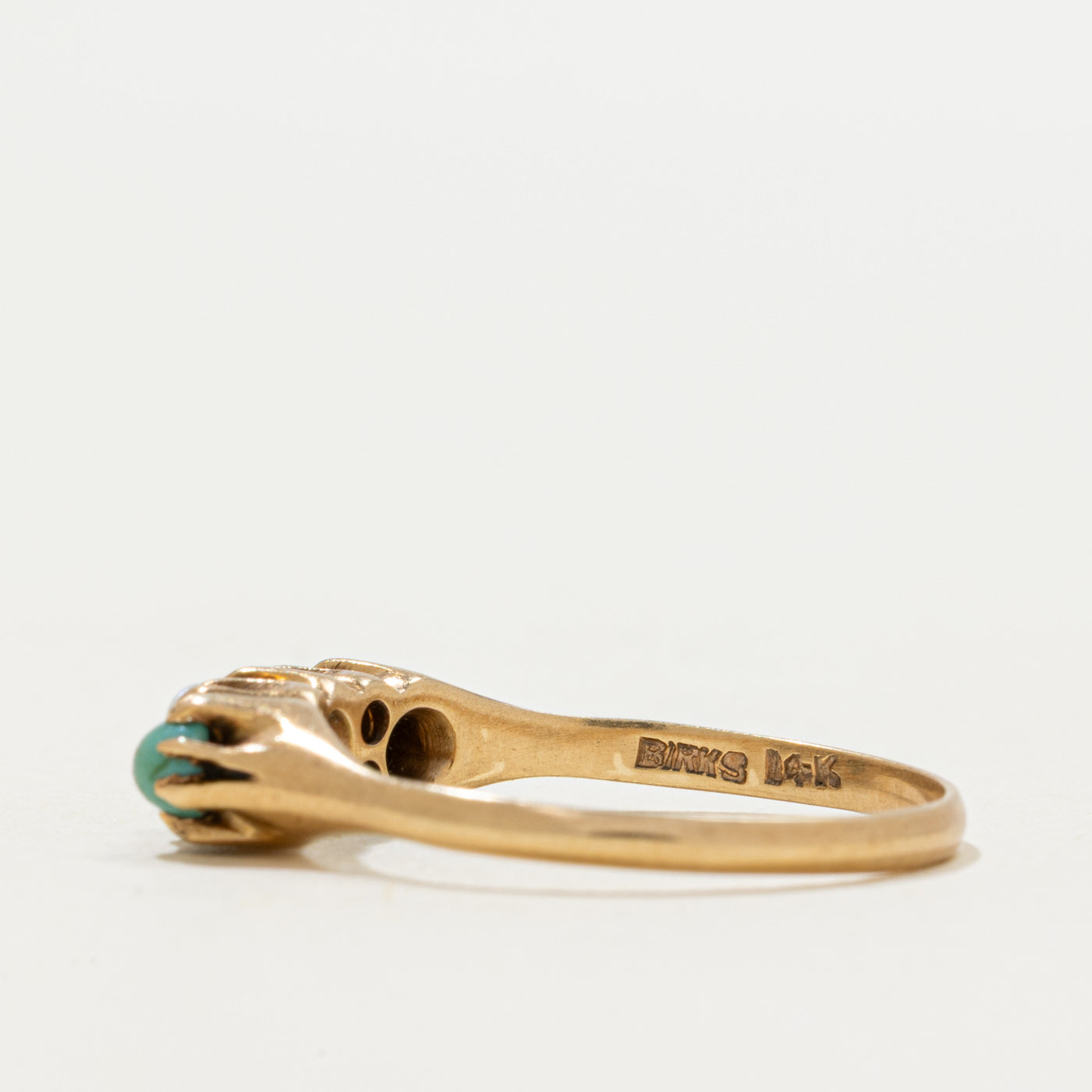 Bague « Birks » en turquoise et perles fines | 0,30 ct | Taille 7