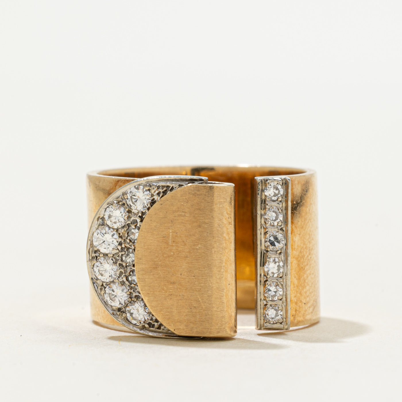 'Birks' Diamond Crescent Cluster Open Band | 0.23ctw | SZ 6.75