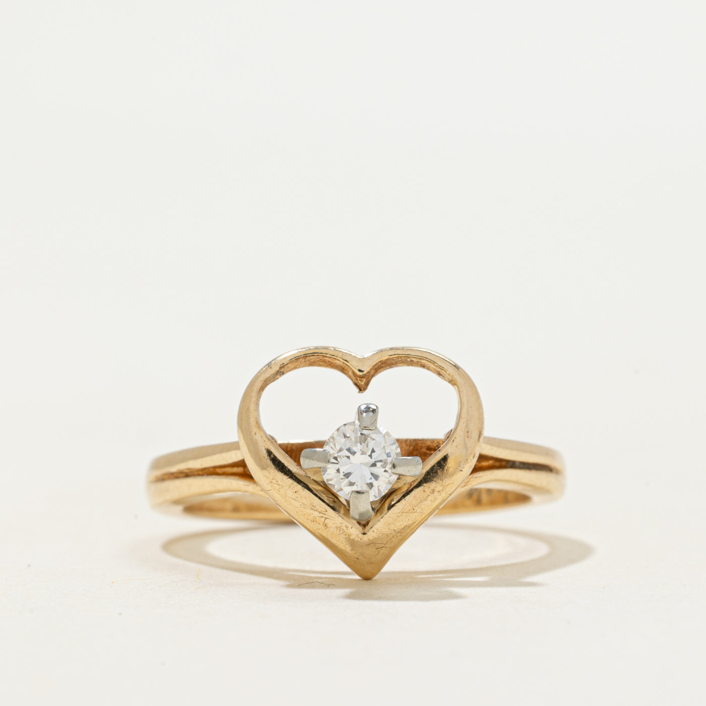 Solitaire Diamond Open Heart Ring | 0.17ct | SZ 6