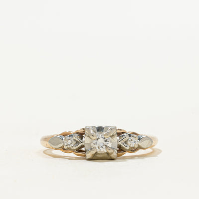 Vintage Two-Tone Gold Diamond Thin Ring | 0.16ctw | SZ 5.75