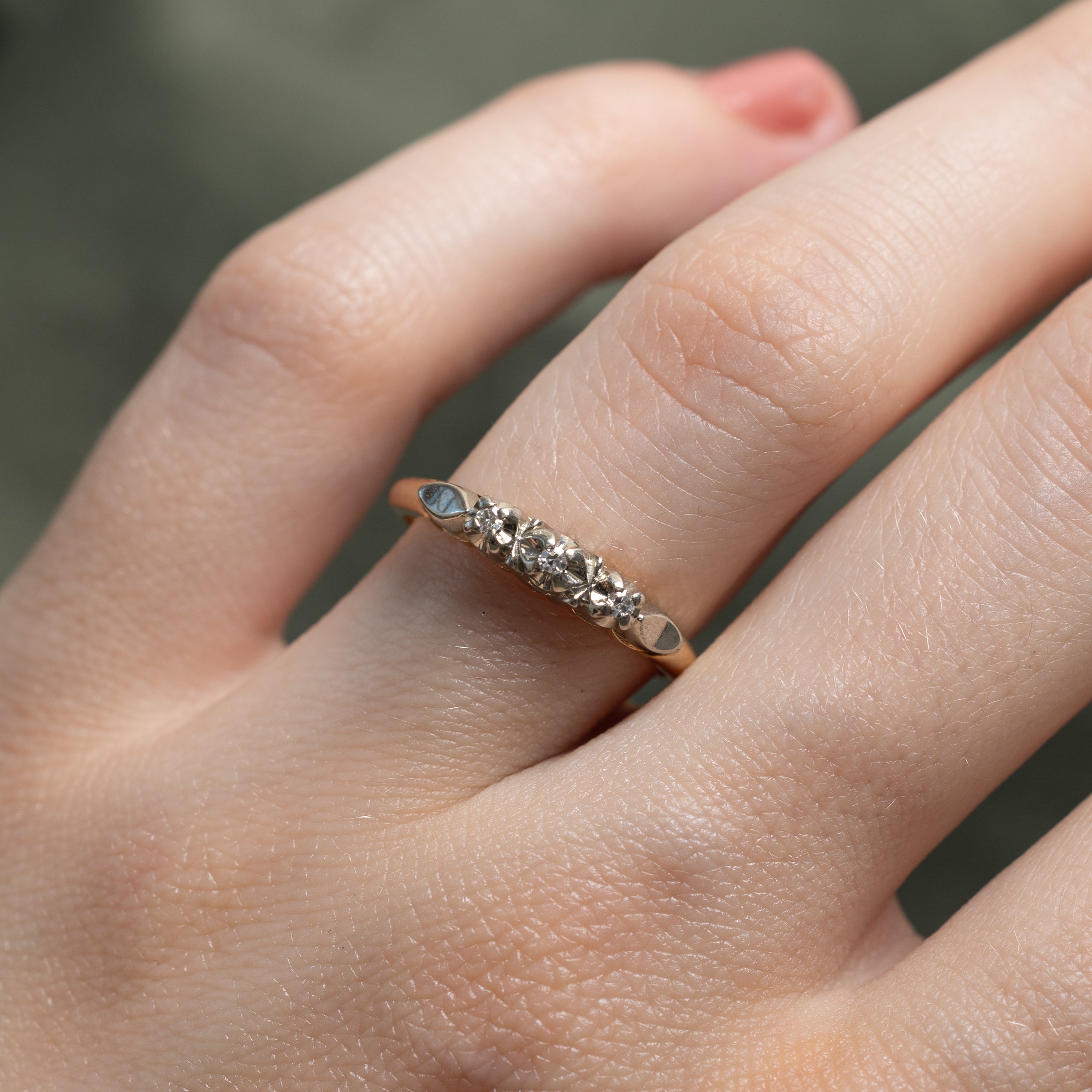 Three Stone Diamond Petite Ring | 0.02ctw | SZ 6.25
