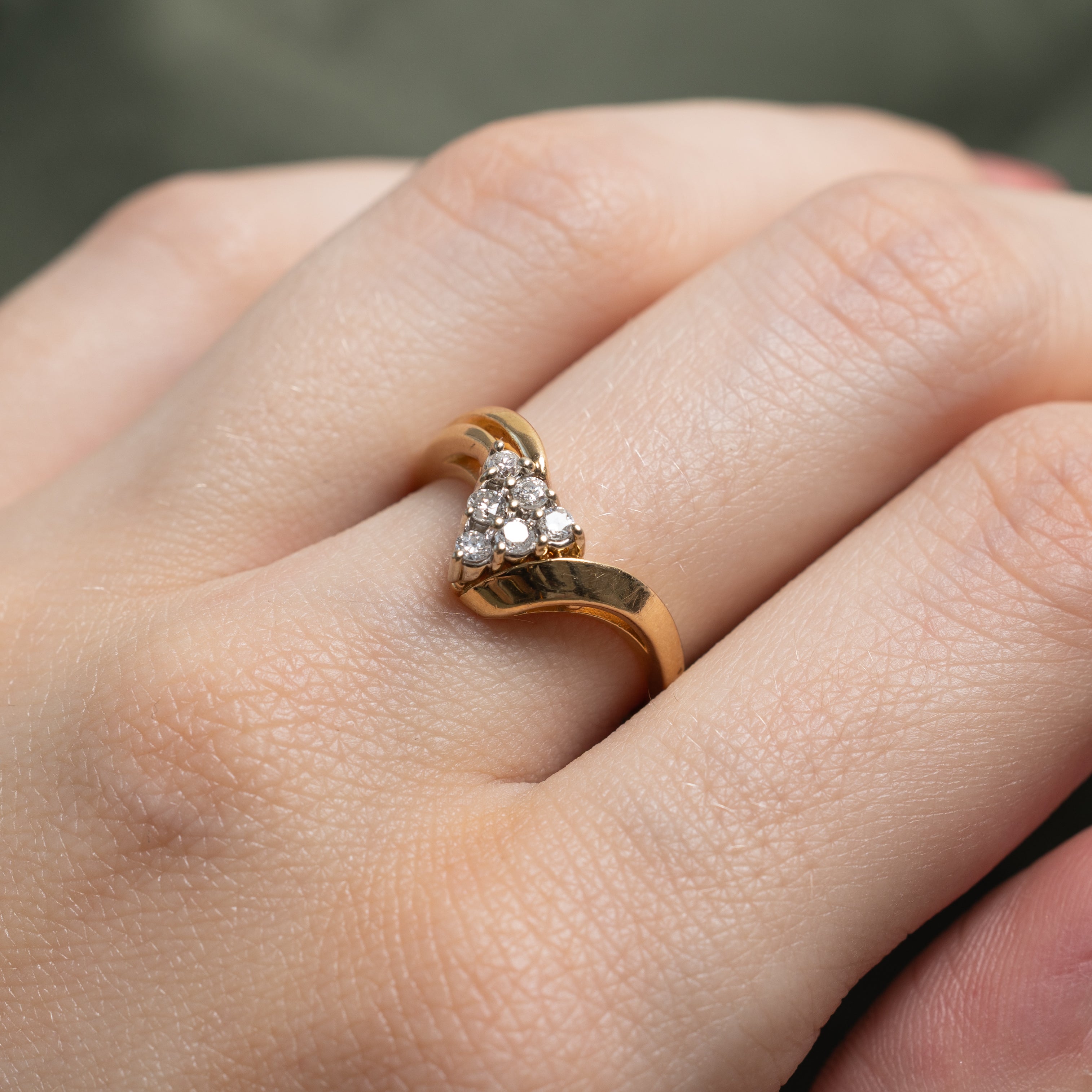 Diamond Triangle Cluster Chevron Ring | 0.16ctw | SZ 6.5