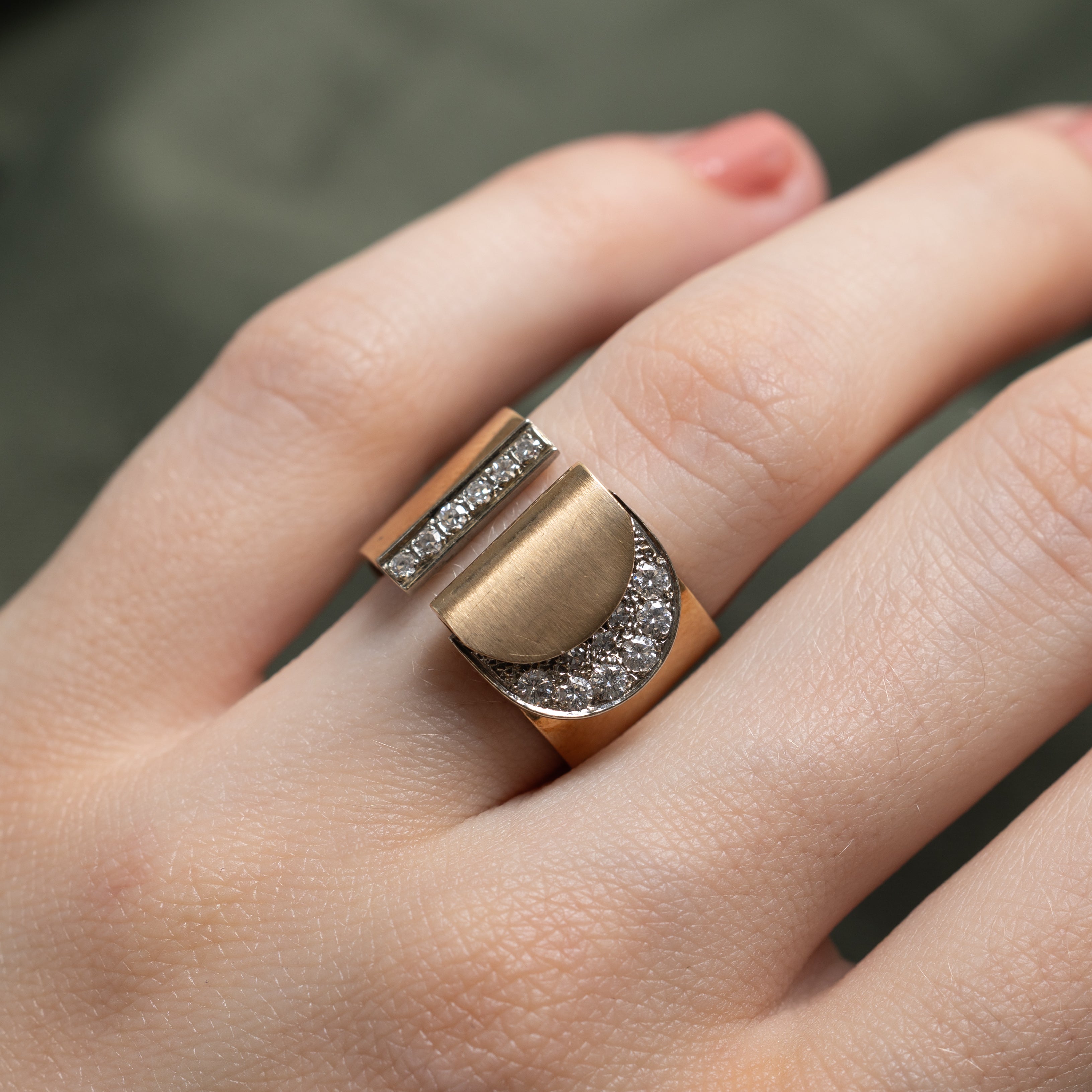 'Birks' Diamond Crescent Cluster Open Band | 0.23ctw | SZ 6.75