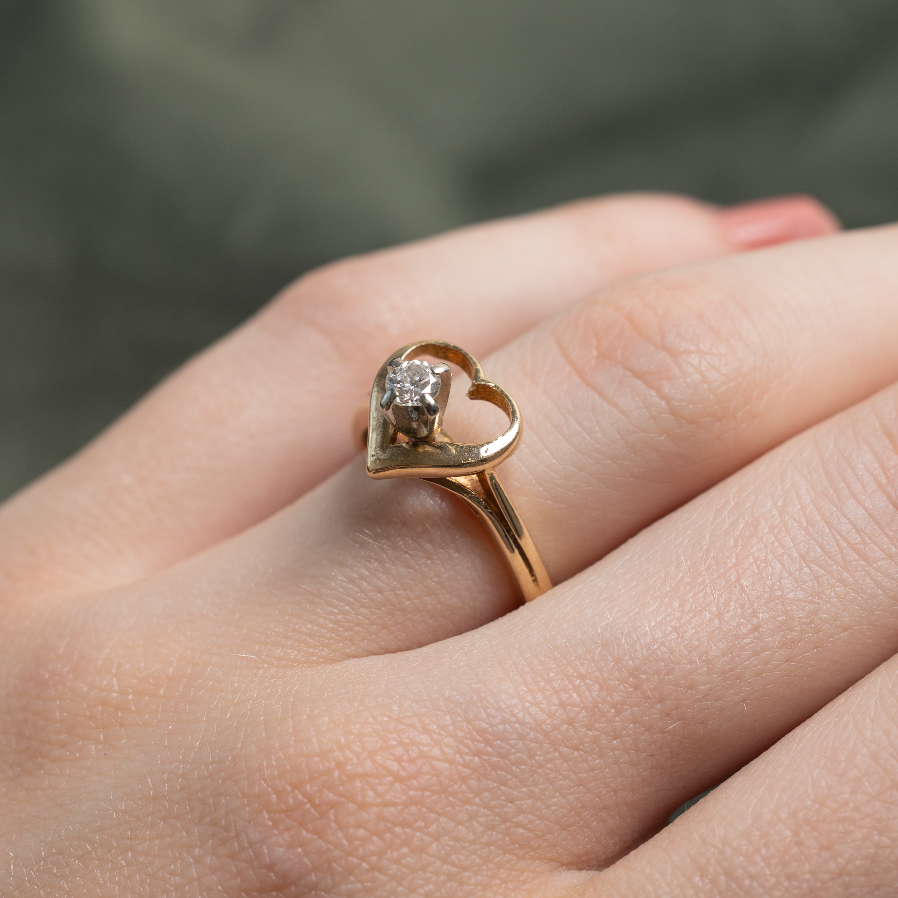 Solitaire Diamond Open Heart Ring | 0.17ct | SZ 6