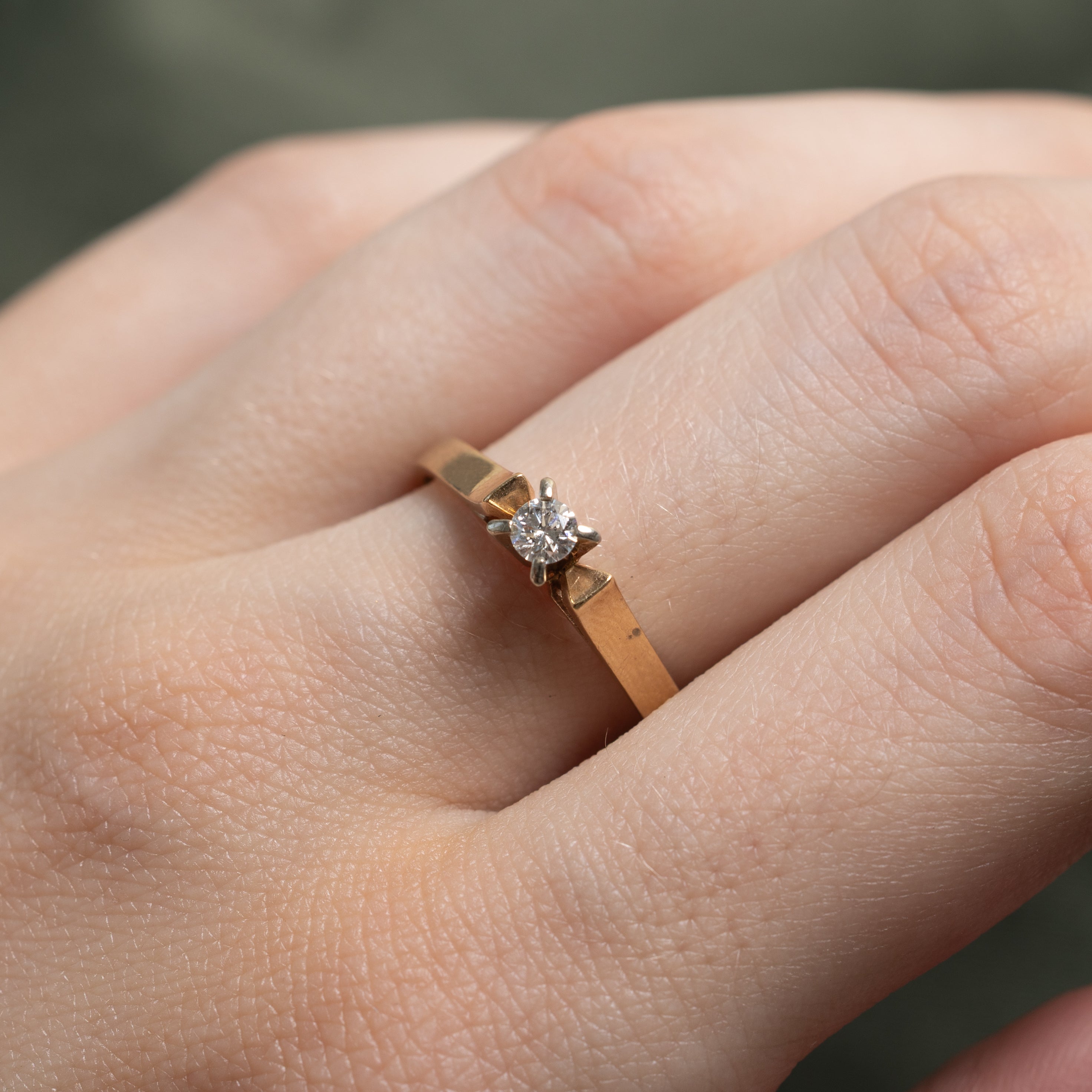'Birks' Solitaire Diamond Thin Ring | 0.14ct | SZ 8.5