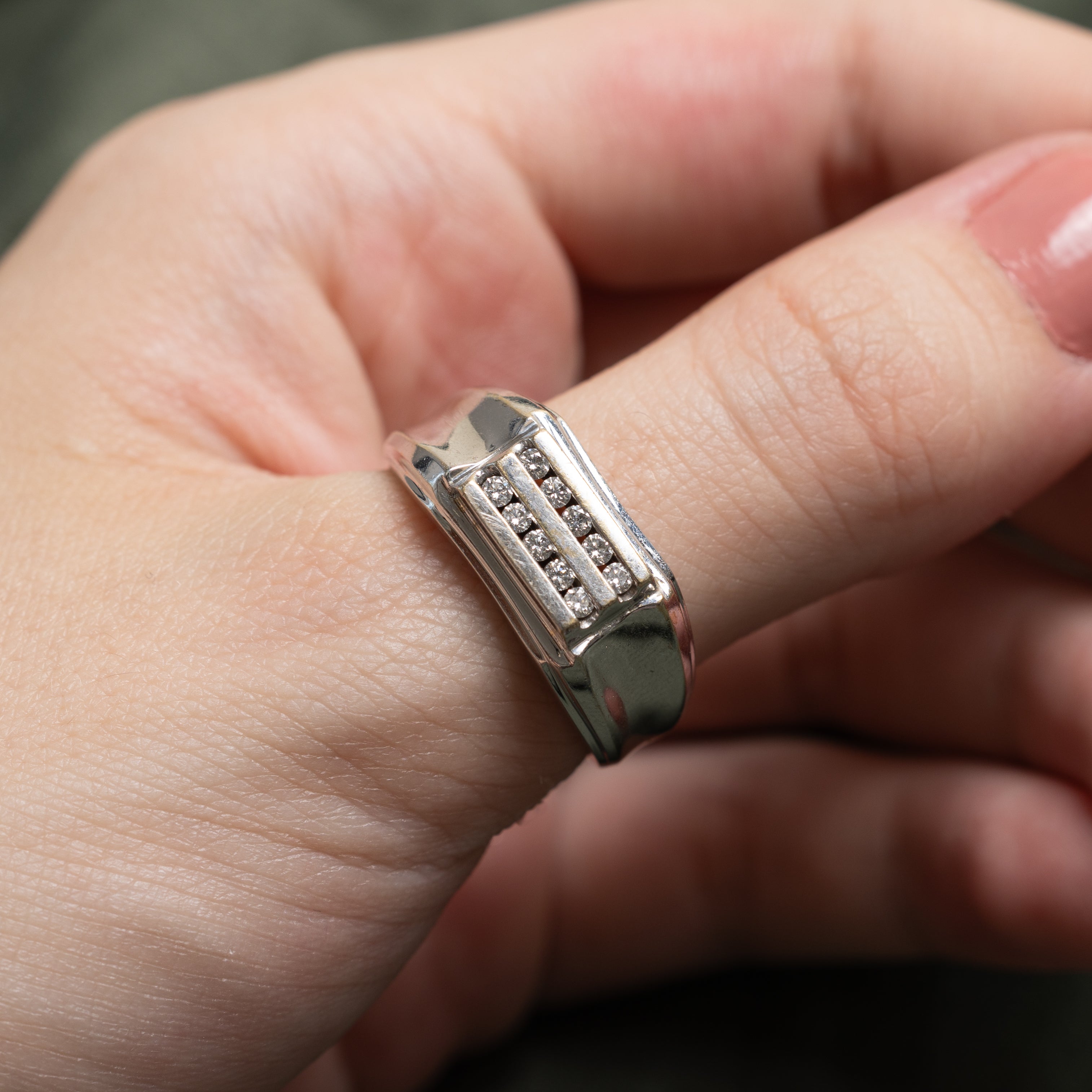 'Birks' 18k Channel Set Double Row Diamond Ring | 0.20ctw | SZ 10.25