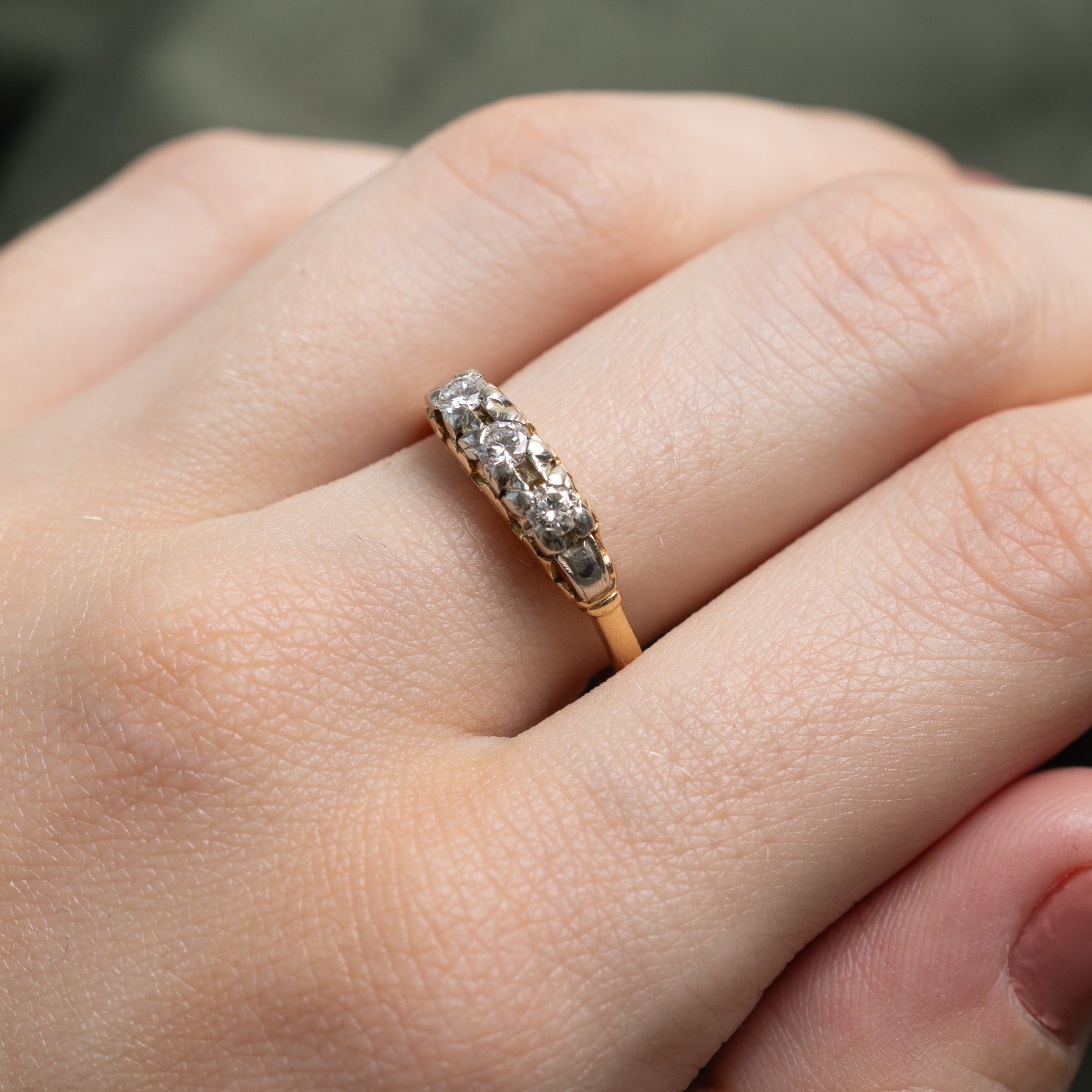 'Birks' Two Tone Diamond Thin Ring | 0.31ctw | SZ 6.5