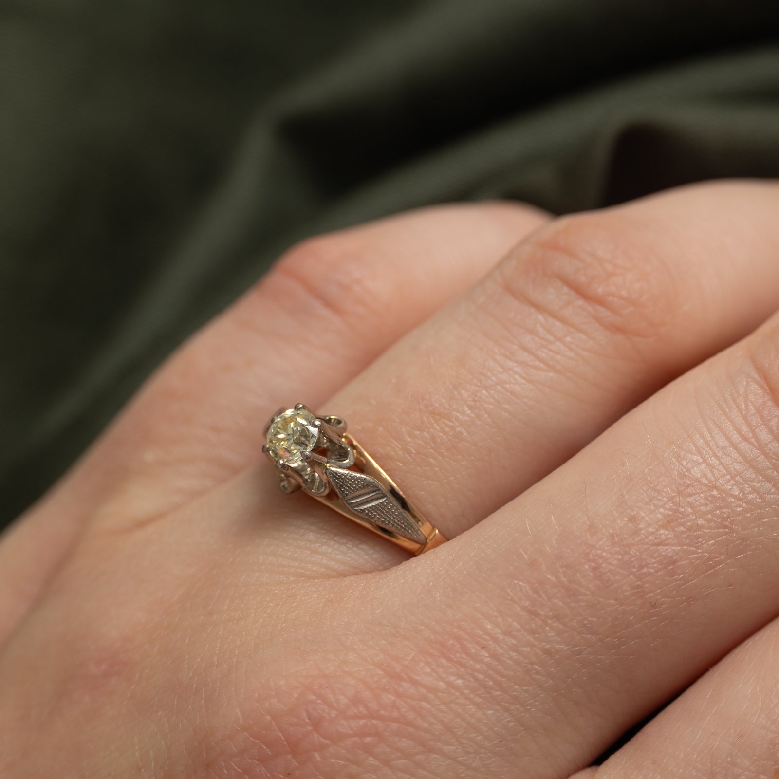 Two Tone Solitaire Diamond Ring | 0.33ct | SZ 6.75