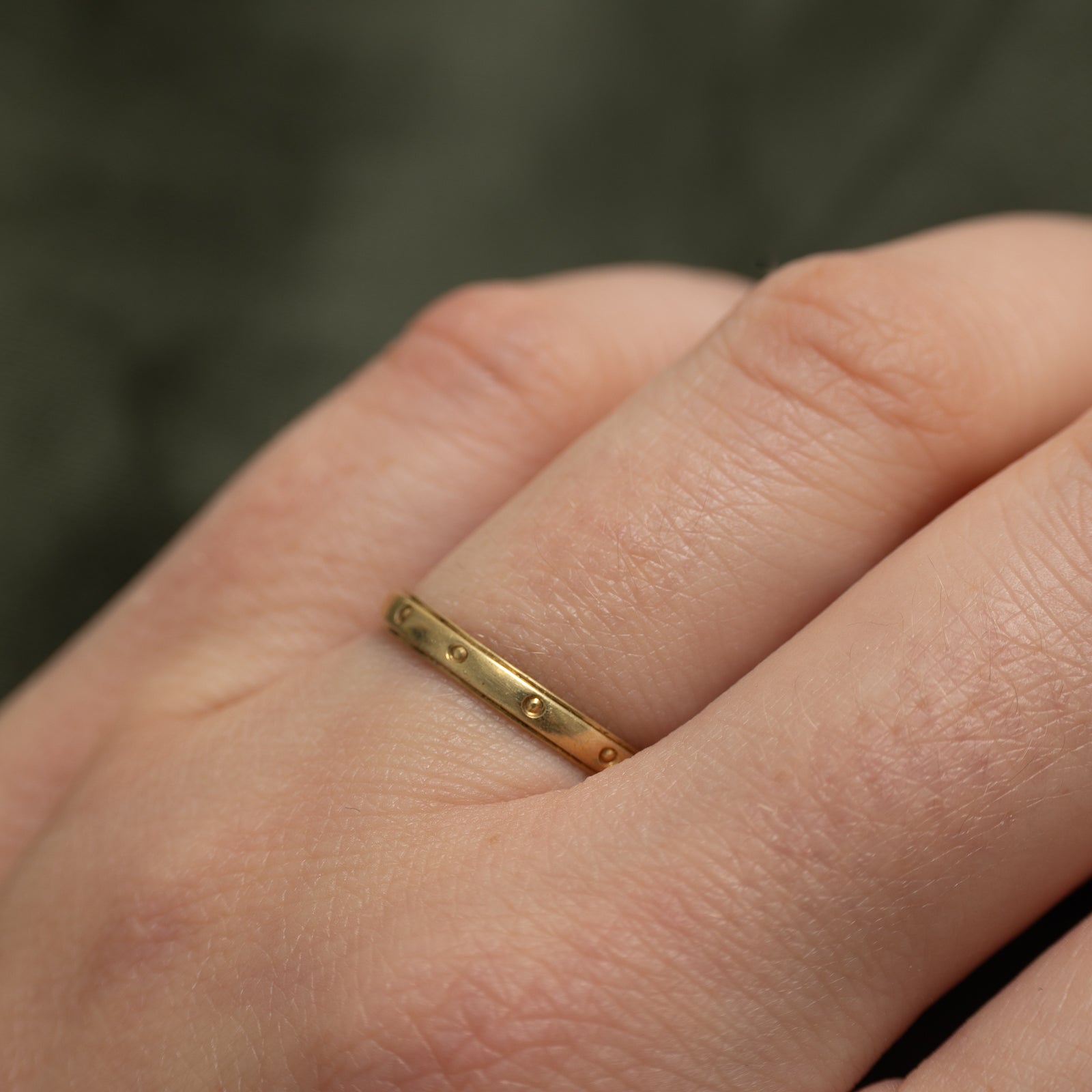 14k Yellow Gold Engraved Thin Band | 2.35mm | SZ 6.75