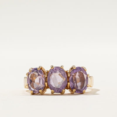1978 London Three Stone Amethyst Ring | 3.00ctw | SZ 7.25