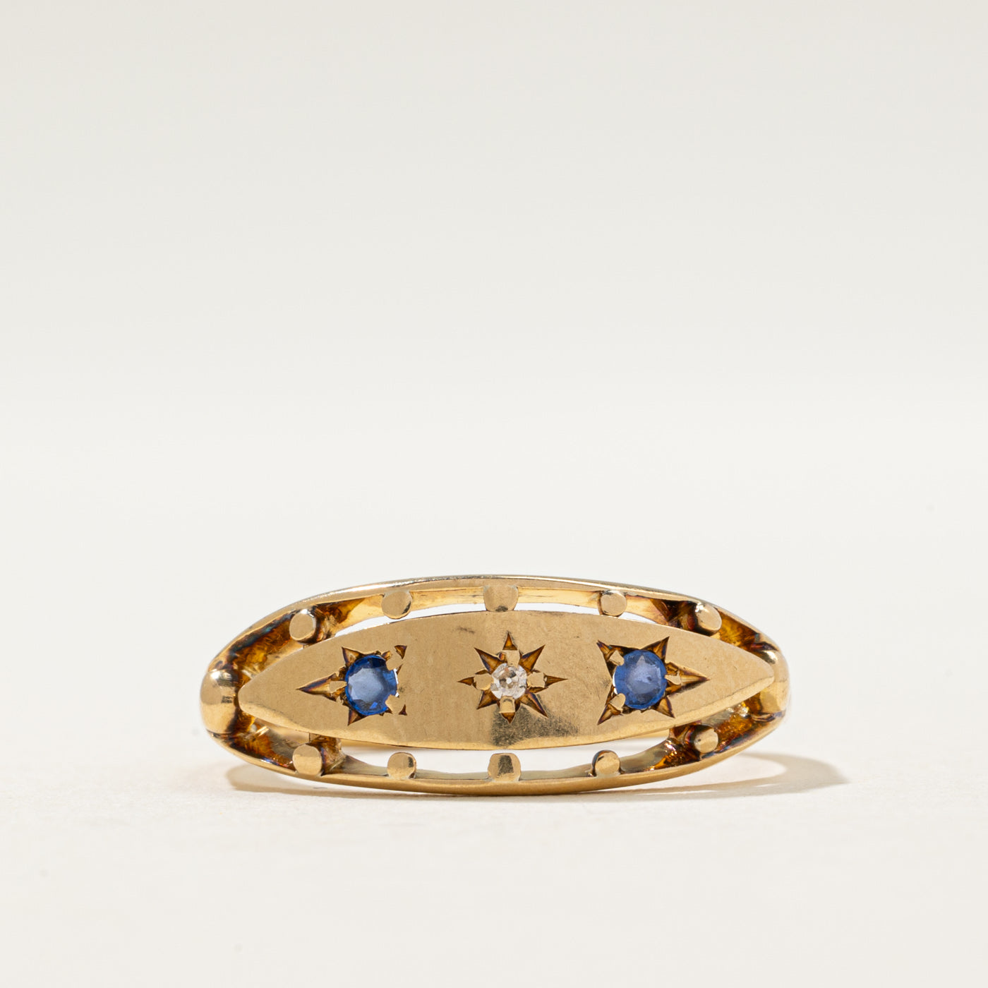 1911 Chester Star Set Sapphire & Diamond Ring | 0.05ctw, 0.01ct | SZ 7.75