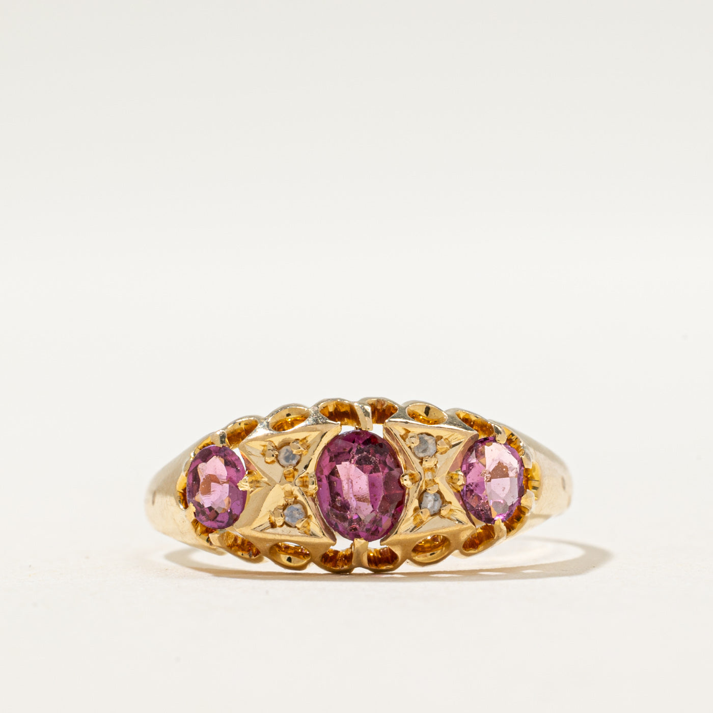 1912 Chester Garnet & Diamond Antique Ring | 0.50ctw, 0.02ctw | SZ 7.25