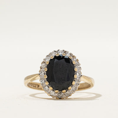 1985 London Sapphire & Diamond Halo Ring | 1.30ct, 0.08ctw | SZ 5.75