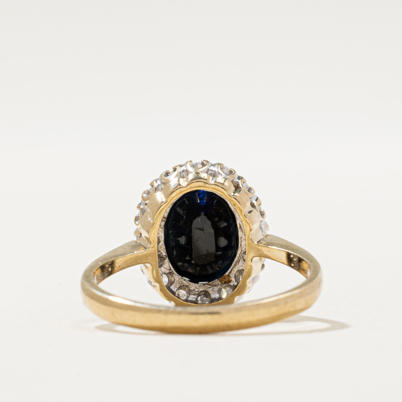 1985 London Sapphire & Diamond Halo Ring | 1.30ct, 0.08ctw | SZ 5.75