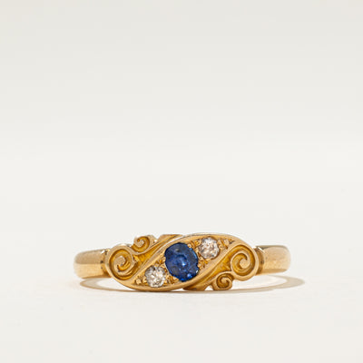 1900 Antique Birmingham Sapphire & Diamond Ring | 0.20ct, 0.036ctw | SZ 8.5