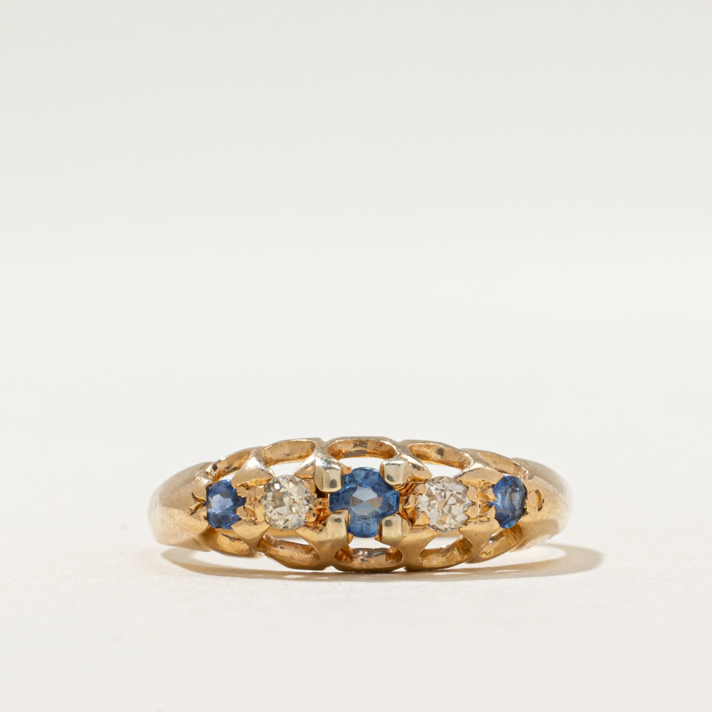 1900s Birmingham Diamond & Sapphire Ring | 0.08ctw, 0.06ctw | SZ 5.5