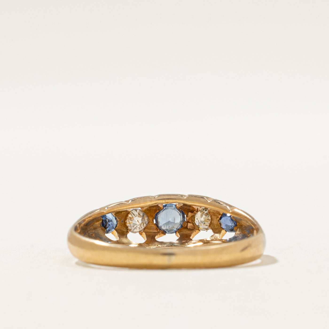 1900s Birmingham Diamond & Sapphire Ring | 0.08ctw, 0.06ctw | SZ 5.5