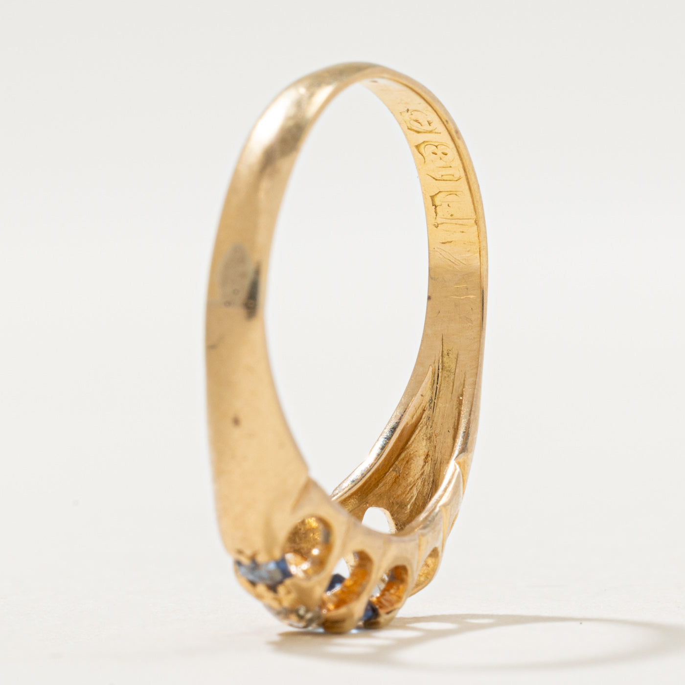 1900s Birmingham Diamond & Sapphire Ring | 0.08ctw, 0.06ctw | SZ 5.5