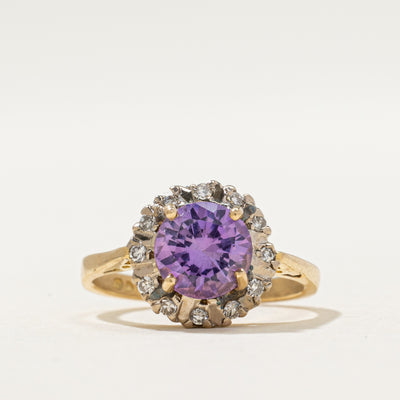 1962 London Synthetic Purple Sapphire & Diamond Ring | 1.10ct, 0.06ctw | SZ 2.25