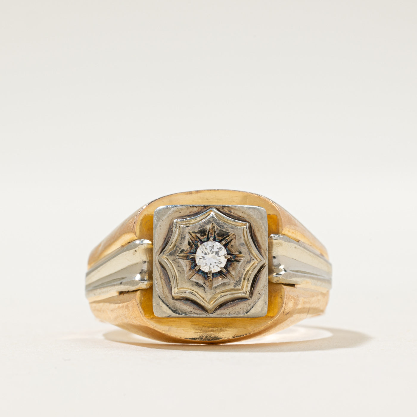 Art Deco Italian Single Stone Diamond Cocktail Ring | 0.07ct | SZ 10