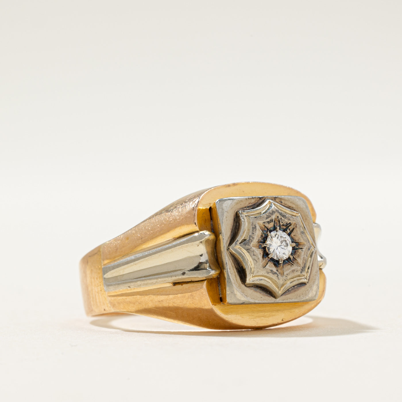Art Deco Italian Single Stone Diamond Cocktail Ring | 0.07ct | SZ 10