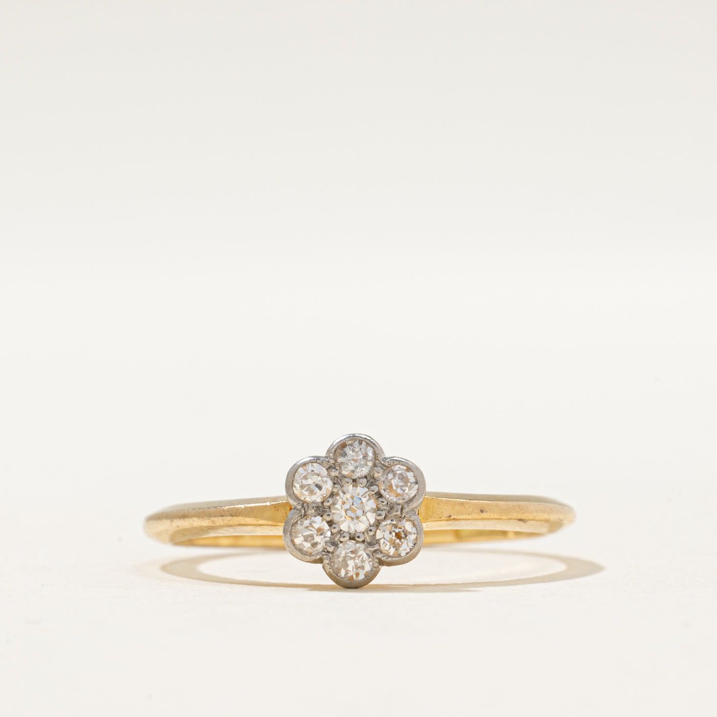 Bague marguerite en diamant taille ancienne européenne | 0,12 ct | Taille 6,5