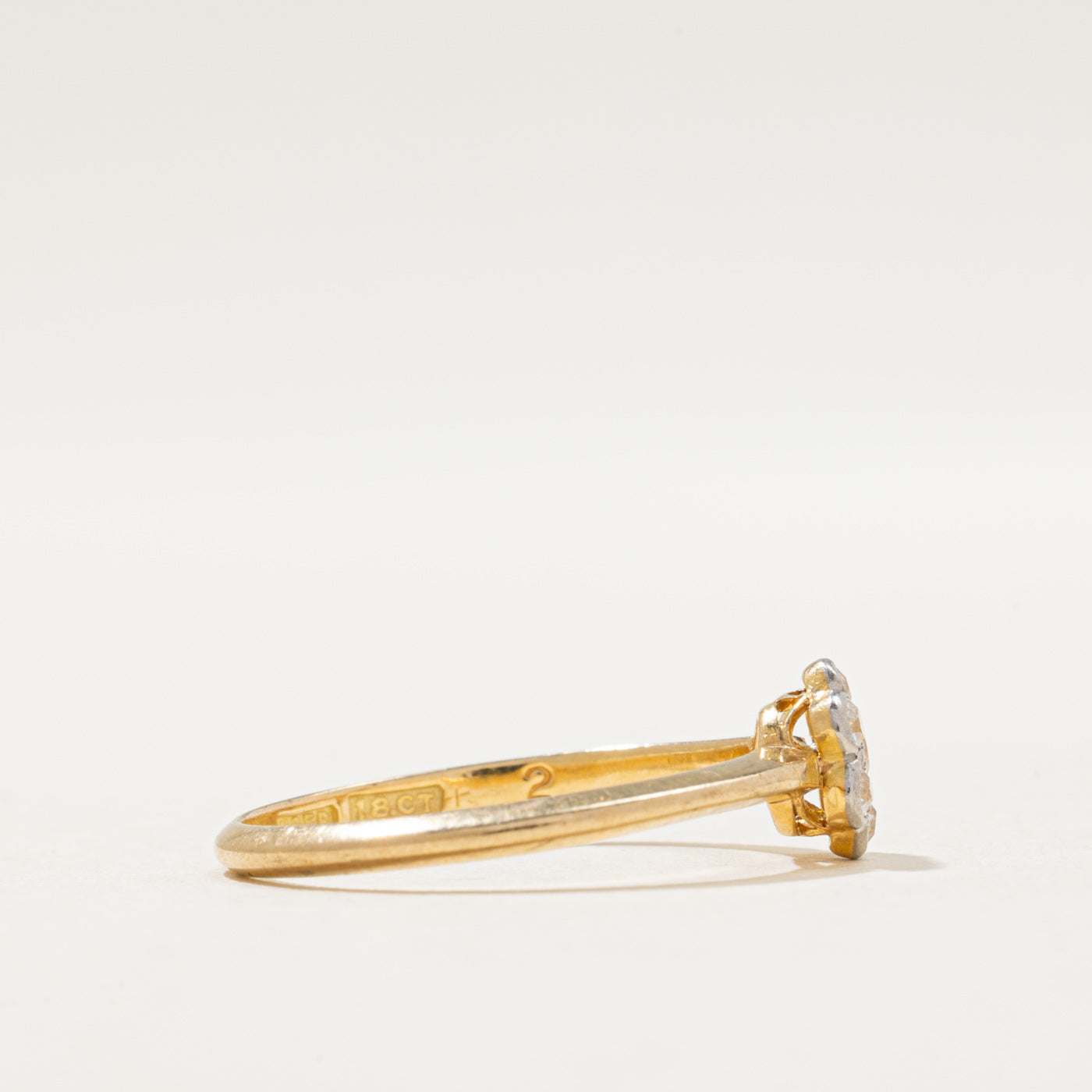 Bague marguerite en diamant taille ancienne européenne | 0,12 ct | Taille 6,5
