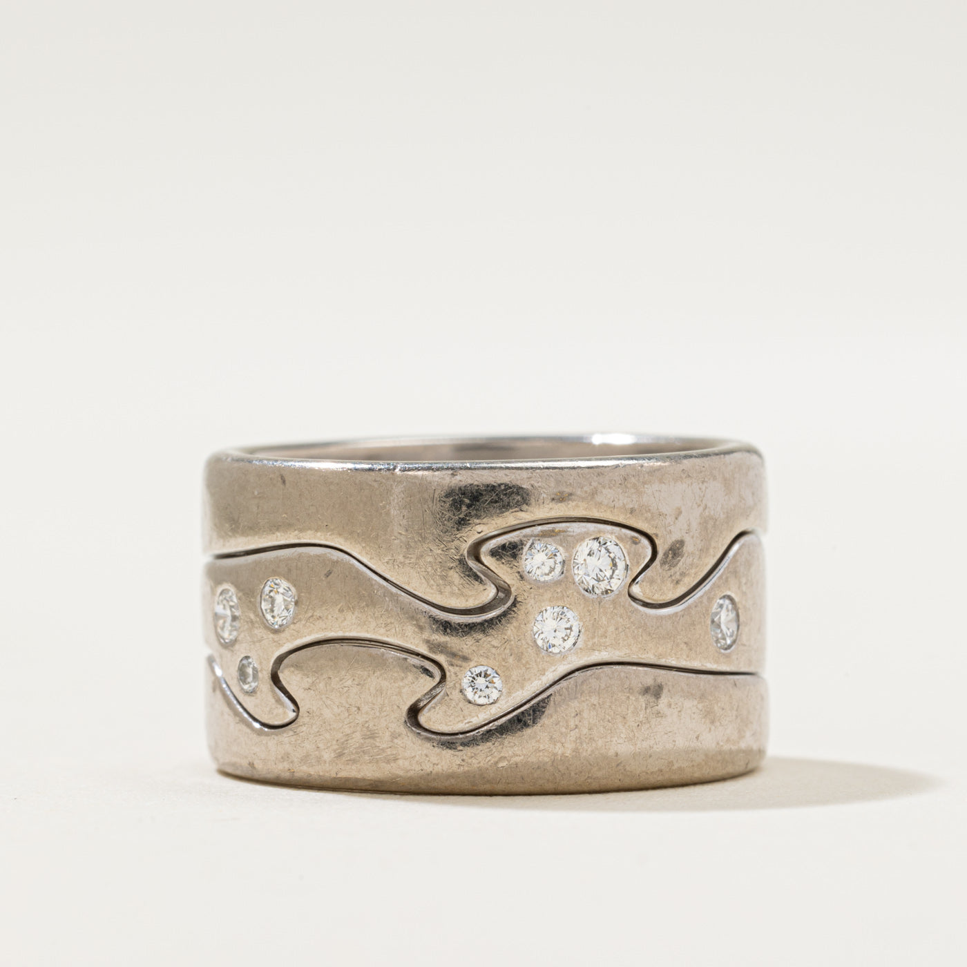 'Georg Jensen' Scattered Diamond Cigar Band | 0.24ctw | SZ 6.25