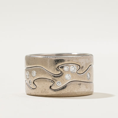 'Georg Jensen' Scattered Diamond Cigar Band | 0.24ctw | SZ 6.25