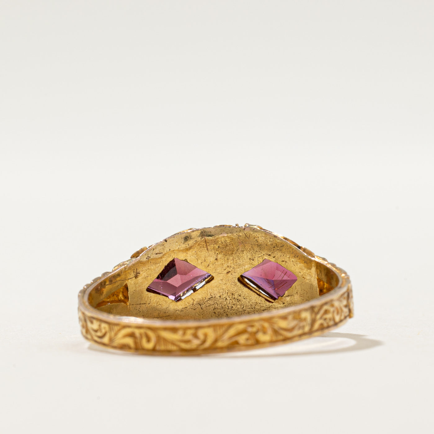 1874 Victorian Birmingham Garnet & Pearl Antique Ring | 0.80ctw | SZ 8.5