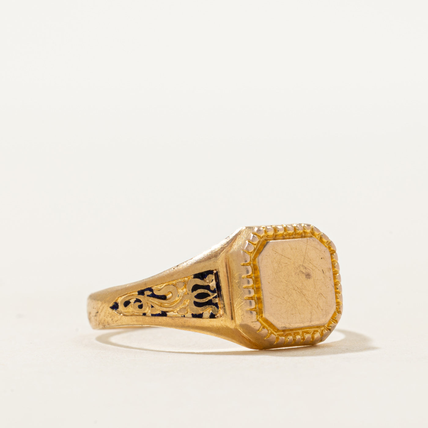 Vintage Portuguese 19k Yellow Gold Signet Ring | SZ 7