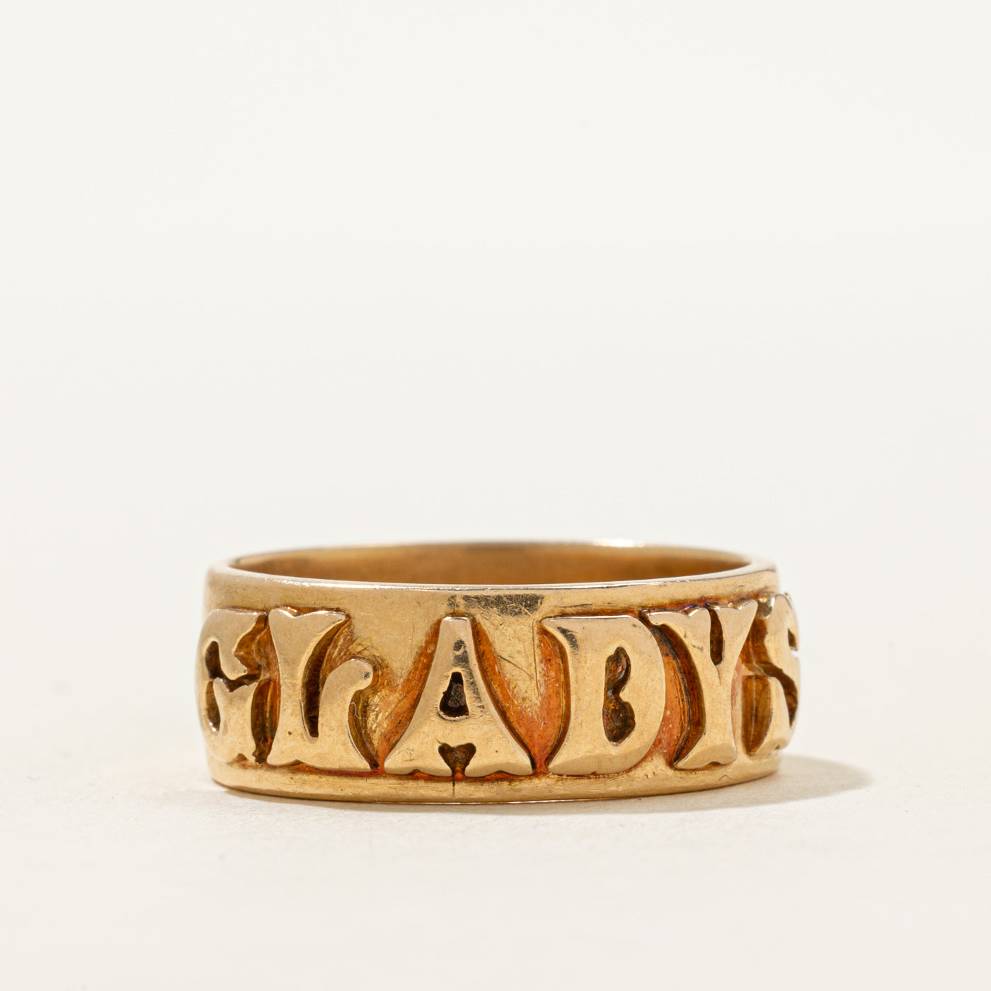 Pseudo Hallmarked 18k Yellow Gold "GLADYS" Cigar Band | 7.65mm | SZ 8.75