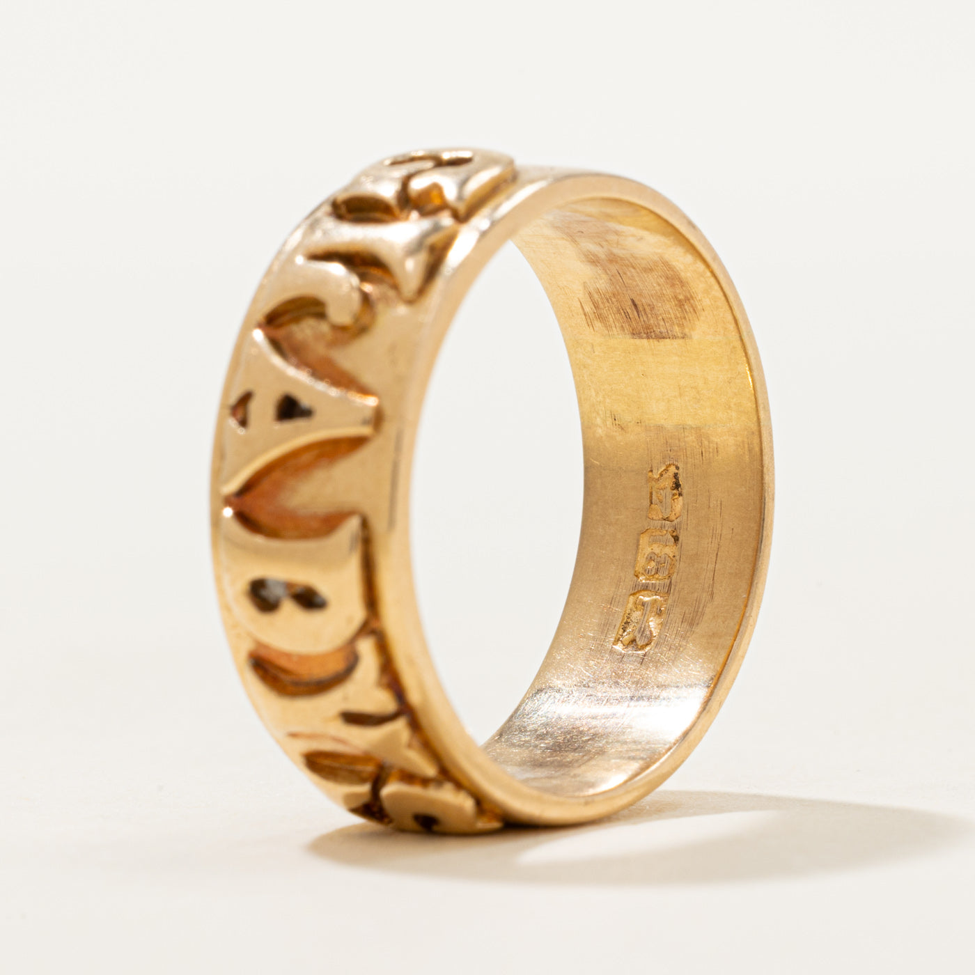 Pseudo Hallmarked 18k Yellow Gold "GLADYS" Cigar Band | 7.65mm | SZ 8.75