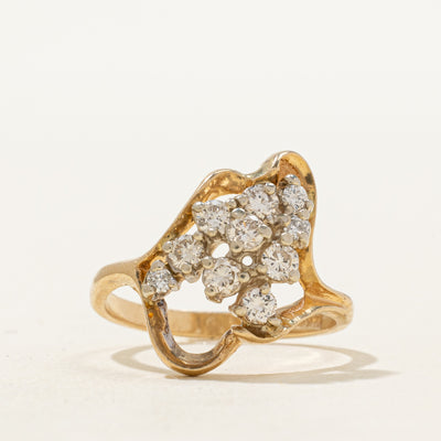 14K Scattered Diamond Abstract Ring | 0.42ctw | SZ 6