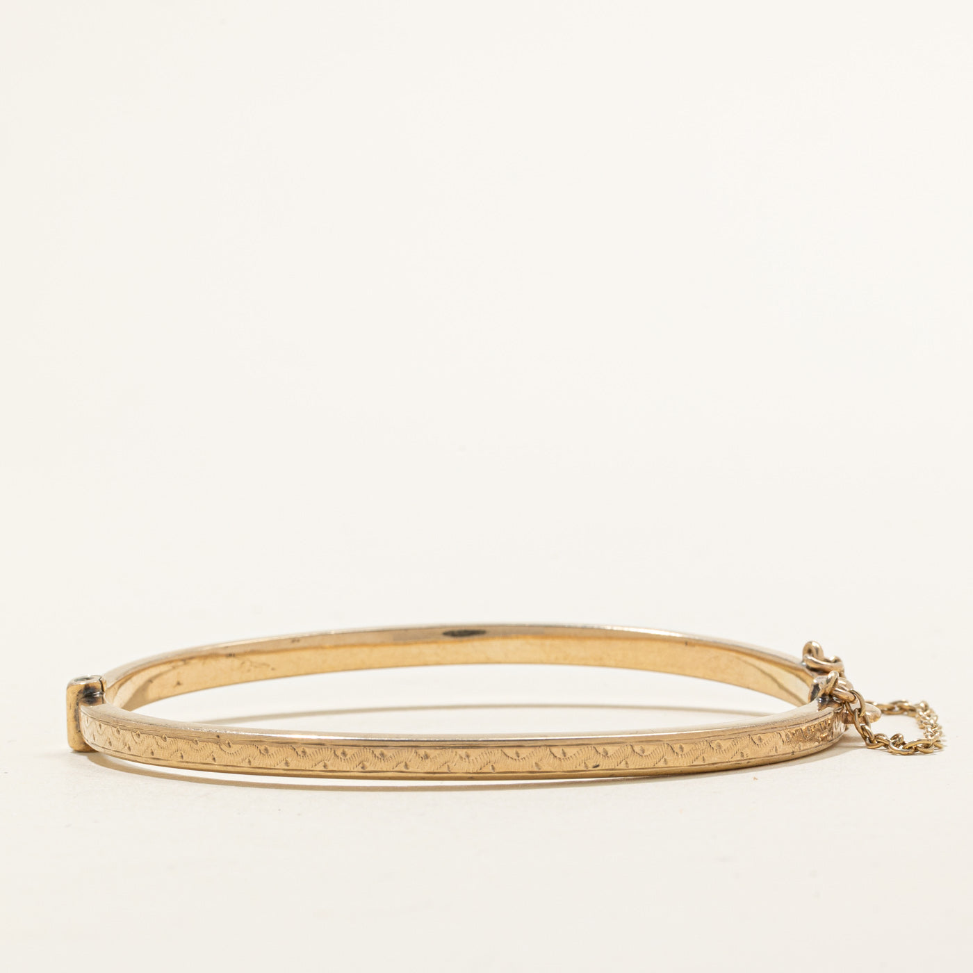 'Birks' 9K Yellow Gold Engraved Bangle | 3.70mm | 7" |