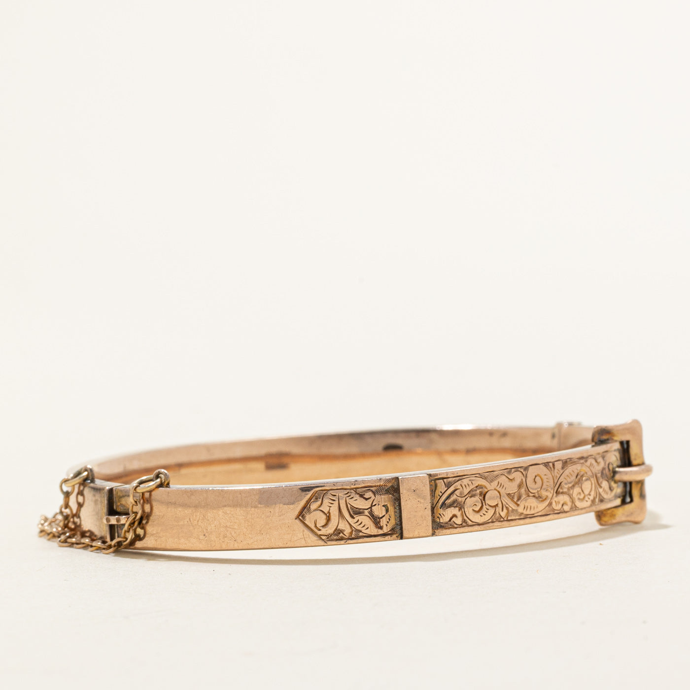 1895 Birmingham 9K Rose Gold Engraved Buckle Bangle | 6.81mm | 6.5" |