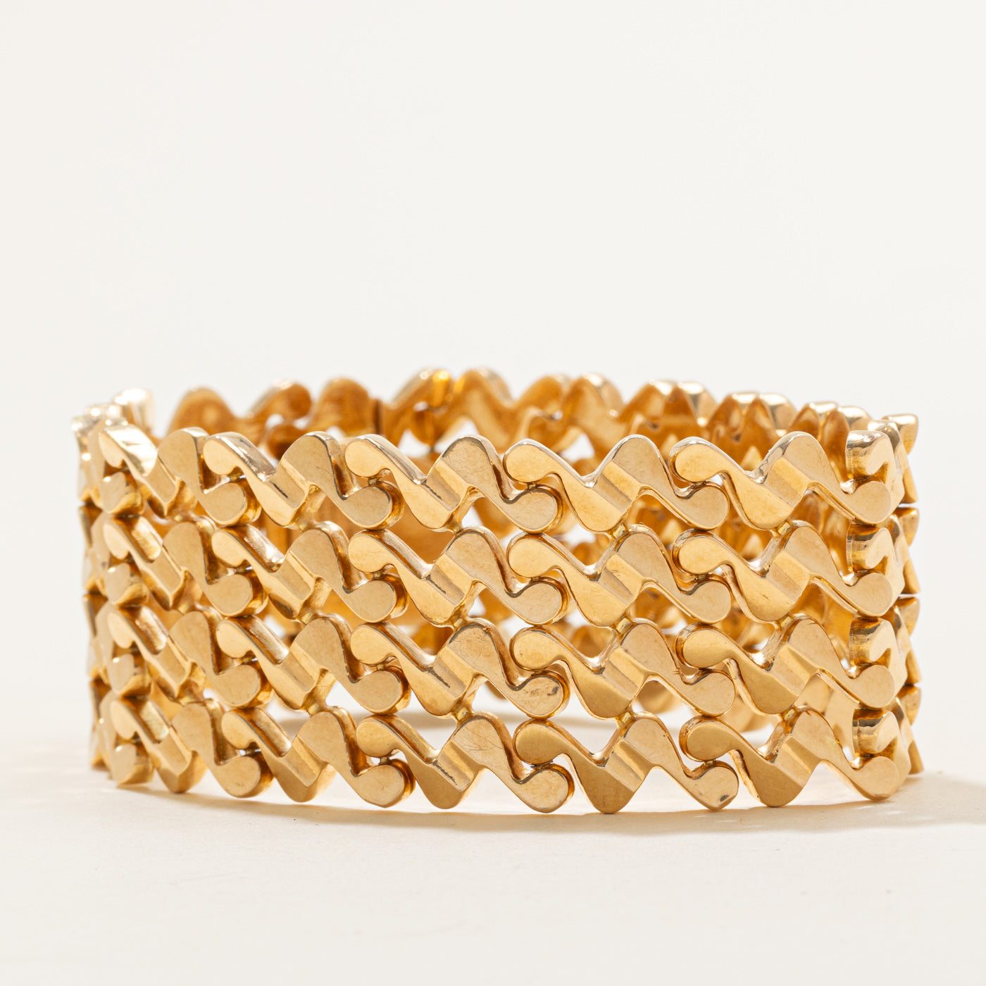 Vintage Italian 18K Yellow Gold Fancy Link Thick Chain Bracelet | 25mm | 7.5" |