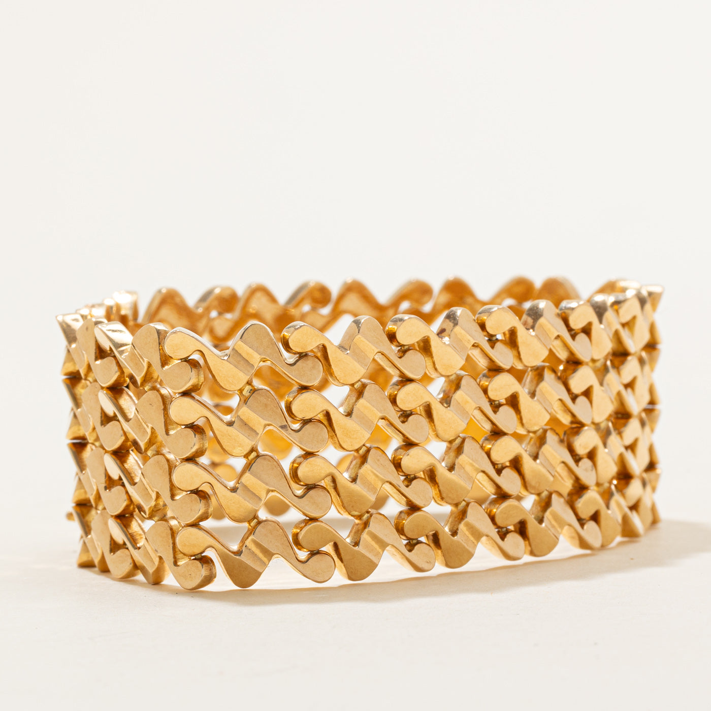 Vintage Italian 18K Yellow Gold Fancy Link Thick Chain Bracelet | 25mm | 7.5" |