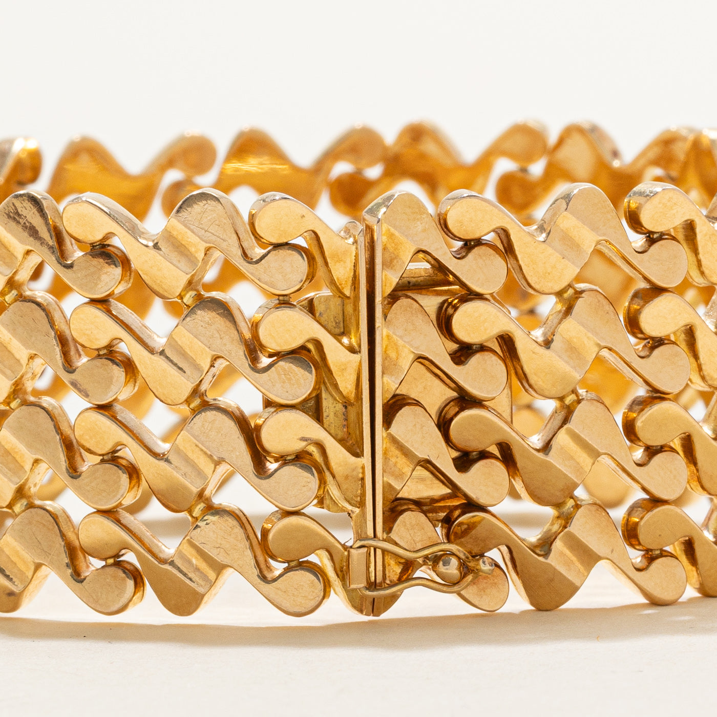 Vintage Italian 18K Yellow Gold Fancy Link Thick Chain Bracelet | 25mm | 7.5" |