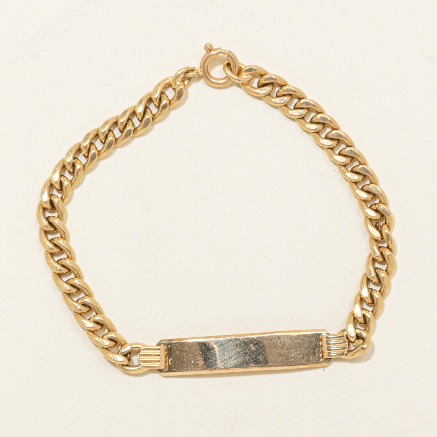 Bracelet vintage italien en or jaune 18 carats avec plaque nominative | 6,38 mm | 6,5 pouces |