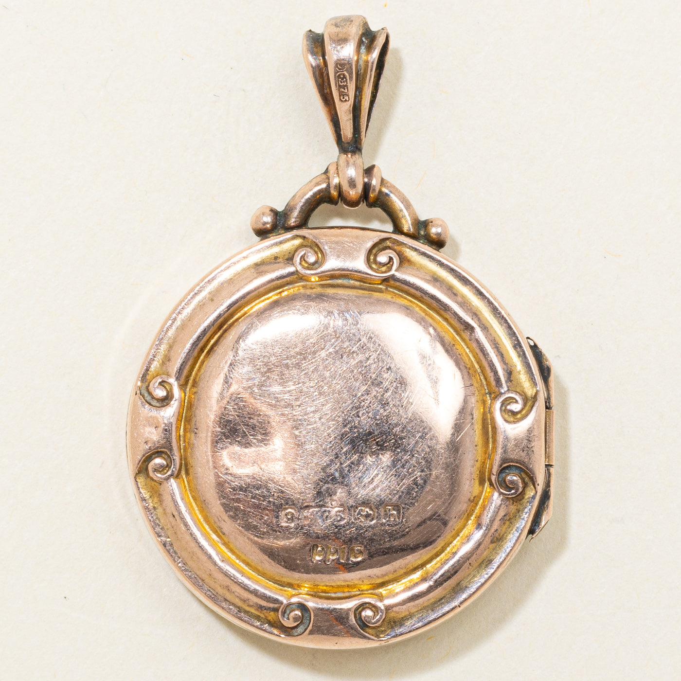 1903 Birmingham 9K Ornate Engraved Initials Locket