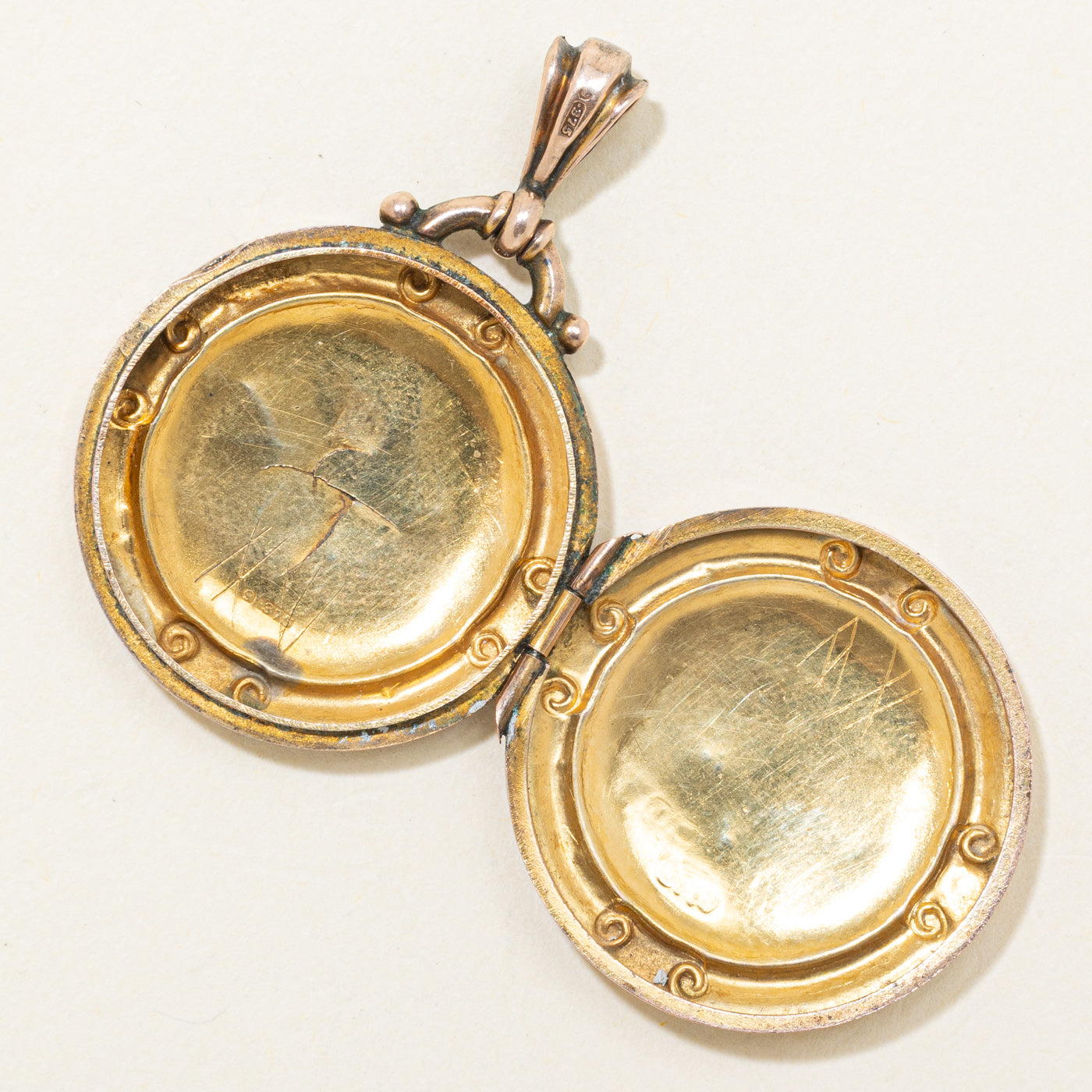 1903 Birmingham 9K Ornate Engraved Initials Locket
