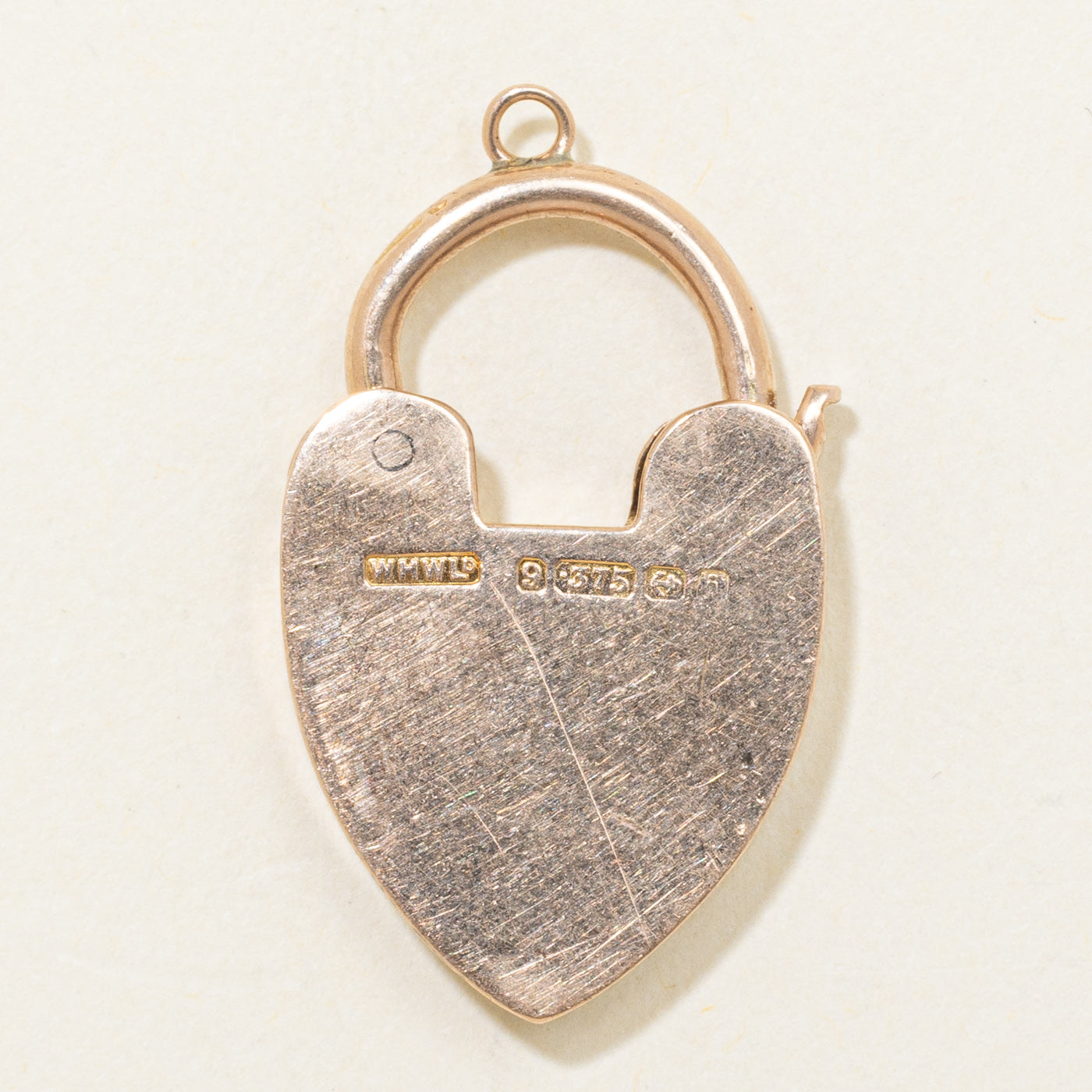 1908 Birmingham 9K Floral Engraved Heart Padlock Charm