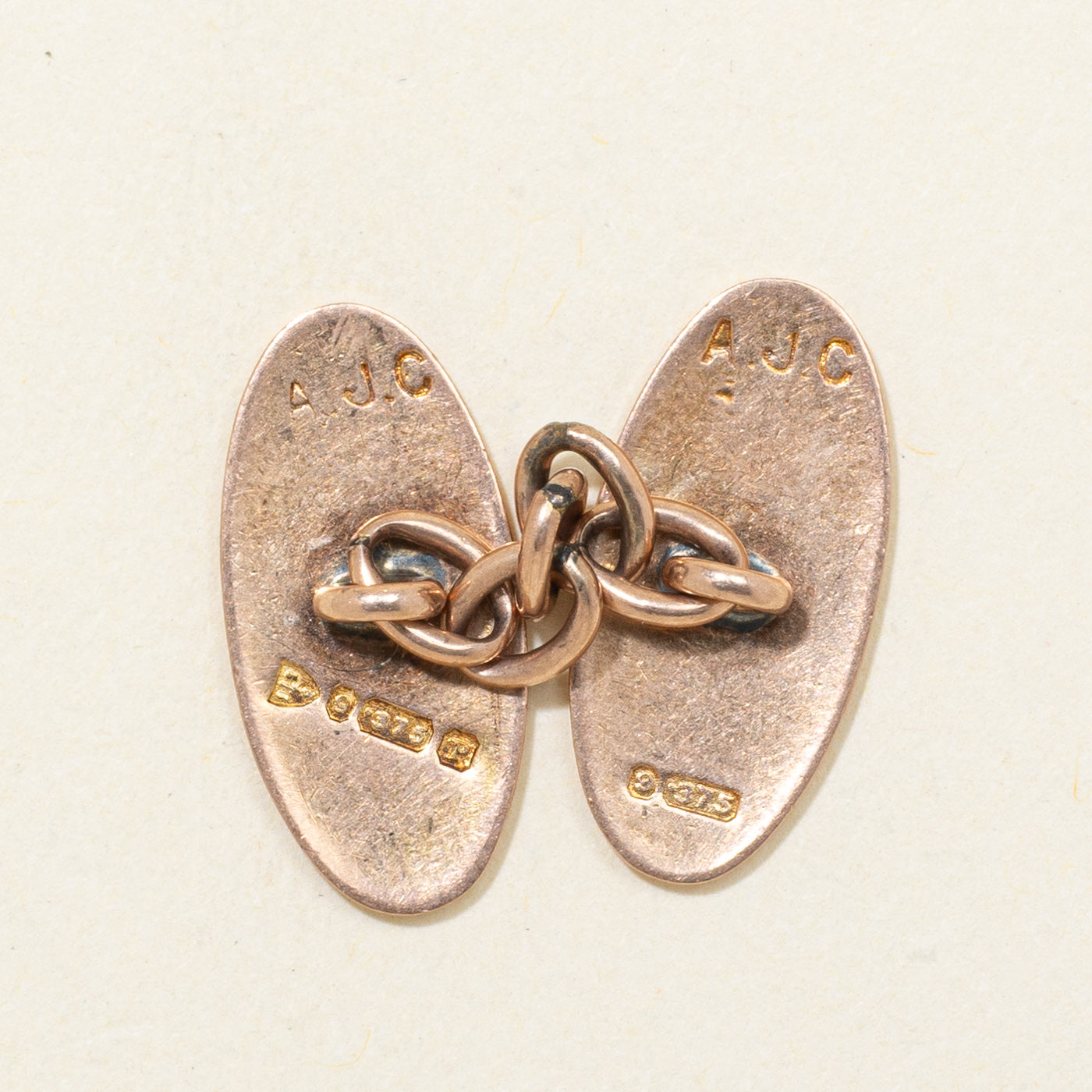 1898 Chester 9K Rose Gold Floral Engraved Cufflinks