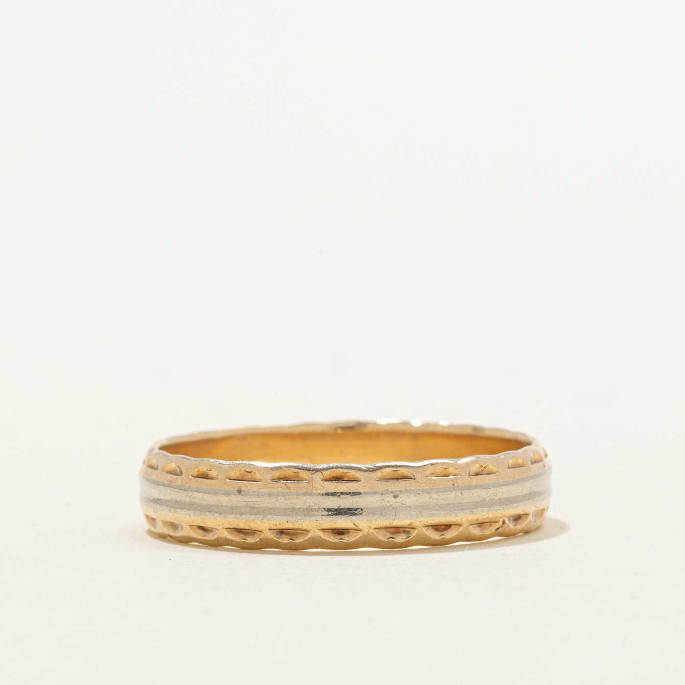 Vintage Canadian 10K Two Tone Gold Textured Band | 4.85mm | SZ 11.5 |
