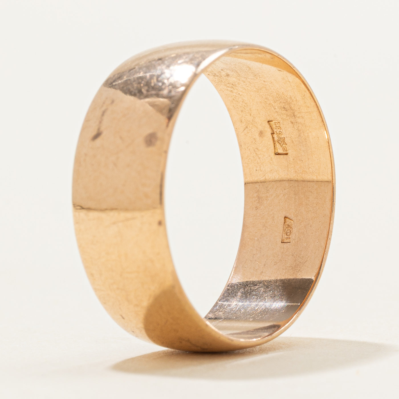 Bague soviétique en or rose 14 carats poinçonnée de 1971 | 7,71 mm | Taille 9,5 |