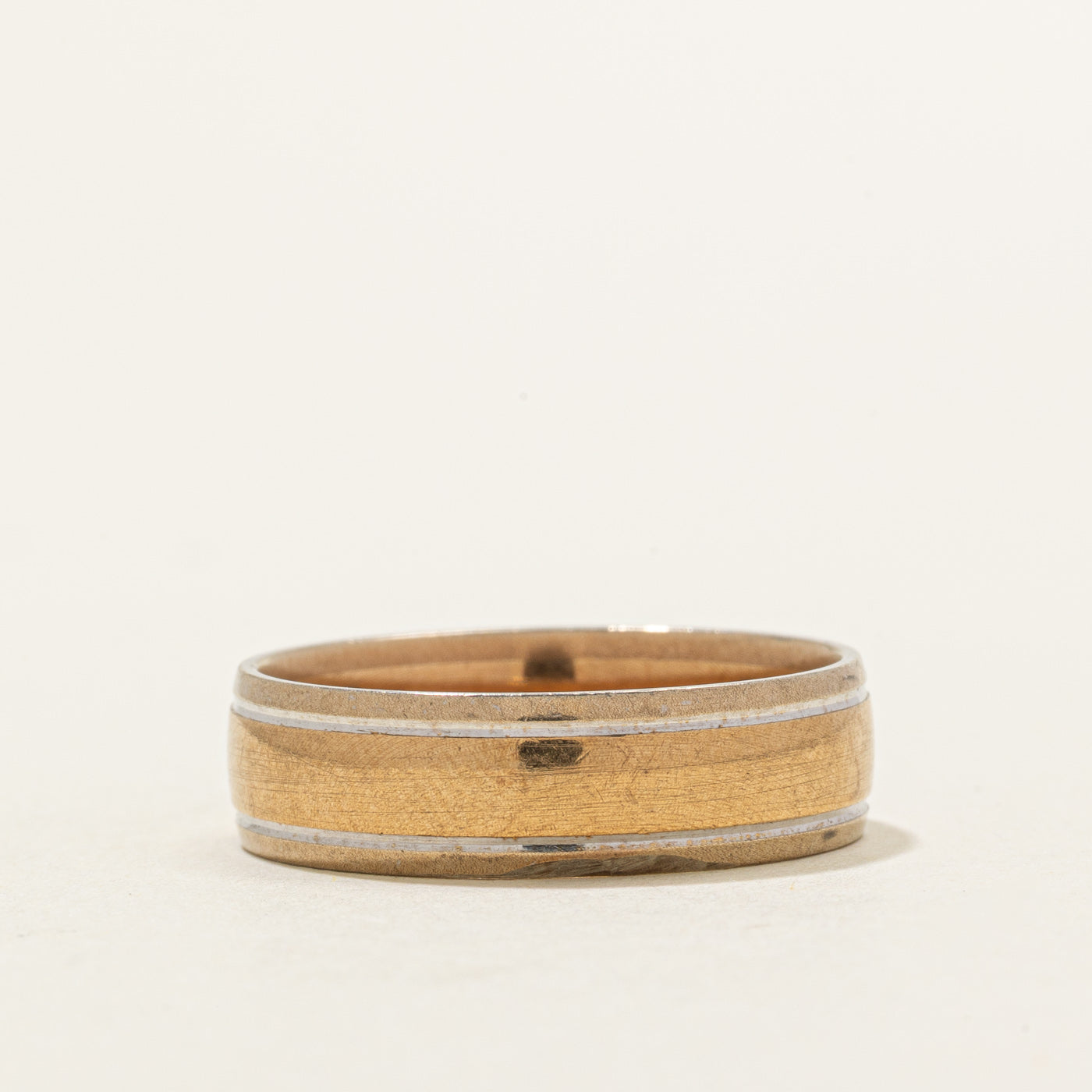 Portugese 9K Two Tone Gold Grooved Band | 6mm | SZ 9.25 |