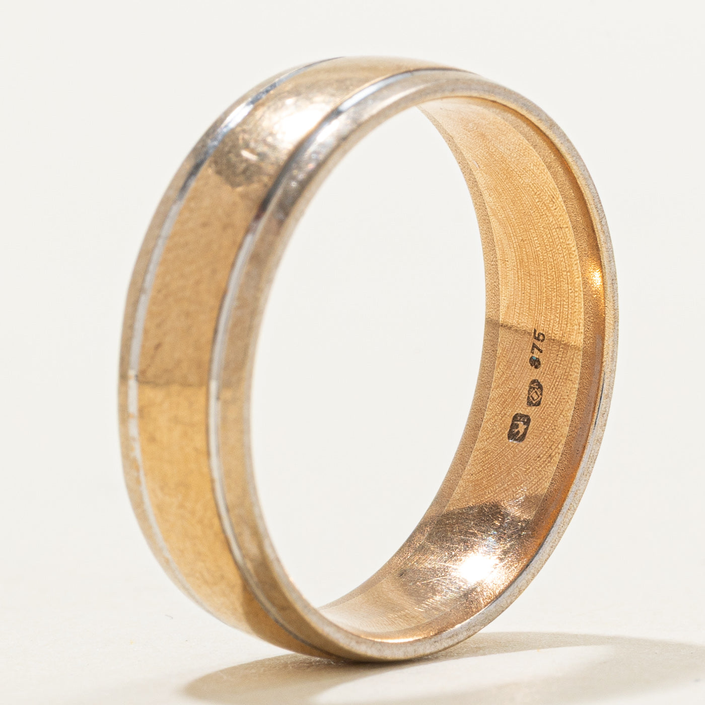 Portugese 9K Two Tone Gold Grooved Band | 6mm | SZ 9.25 |