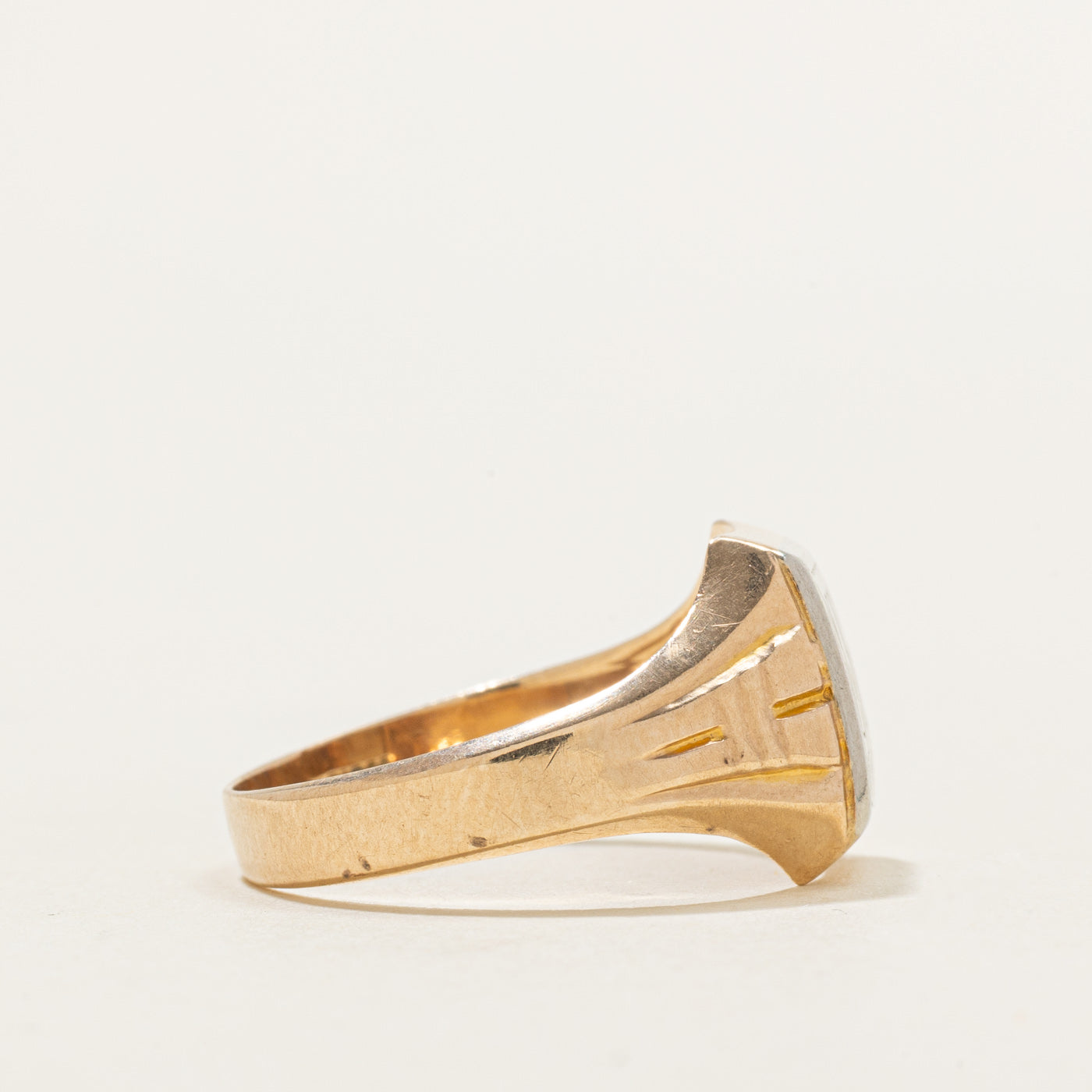 10K Two Tone Gold "RR" Initial Signet Ring | SZ 9 |